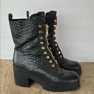 Jeffrey Campbell Tonette Studded Boots Black Textured Women's Boots | 9